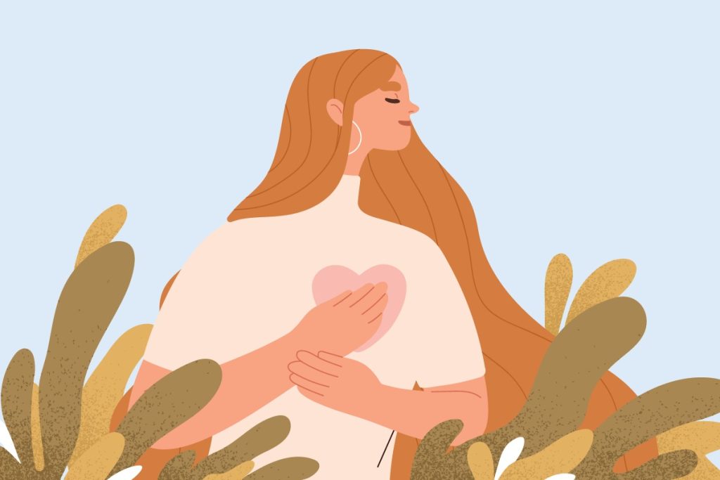 یک زن که دست روی قلب دارد-بخشش خود