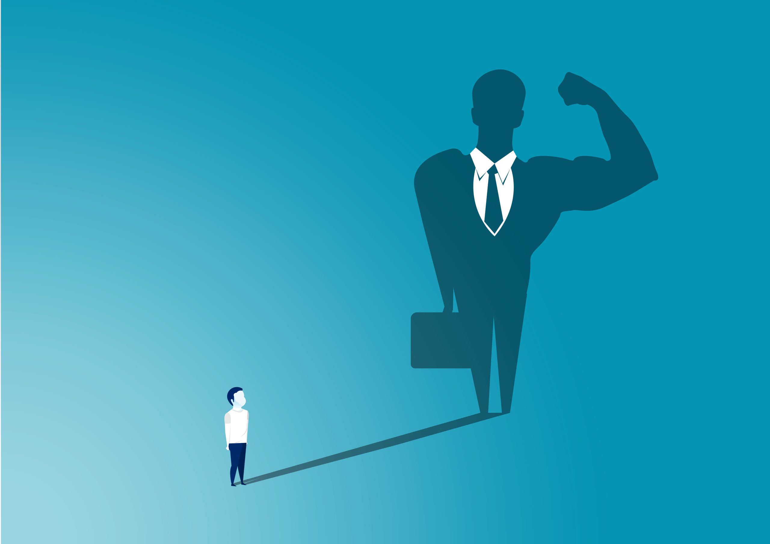 یک مرد که سایه قوی خود را می بینید-اعتماد به خود چیست